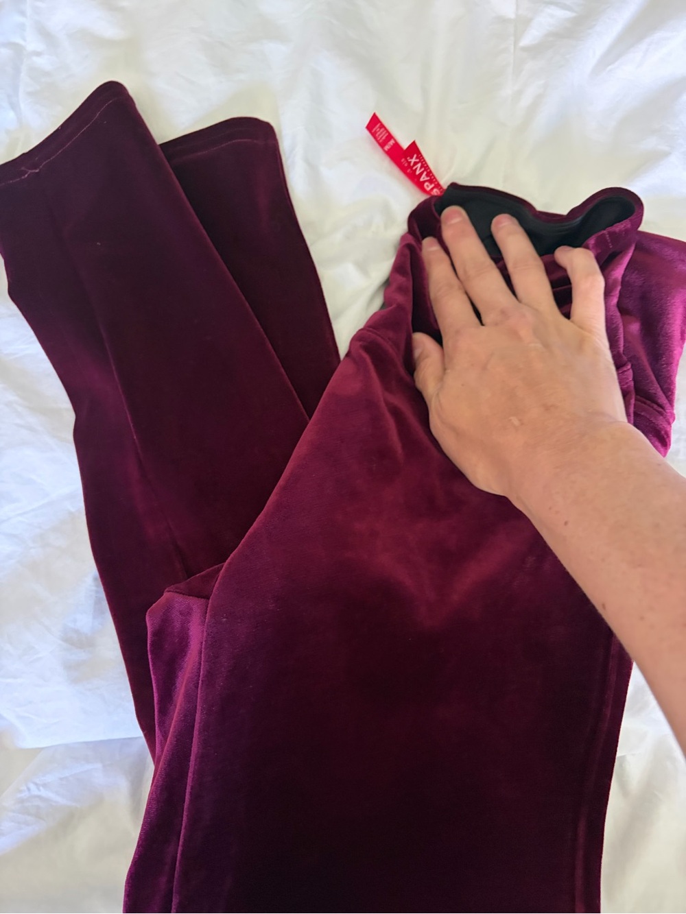 SPANX Velvet Leggings in Deep Burgundy
